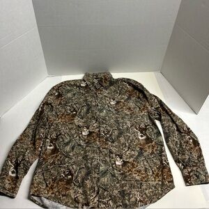RedHead Camouflage Camo Button Up Shirt Boys Medium M Long Sleeve